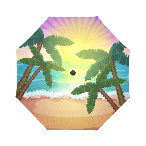 Tropical Sunset Palm Trees Beach Auto-Foldable Umbrella (Model U04)