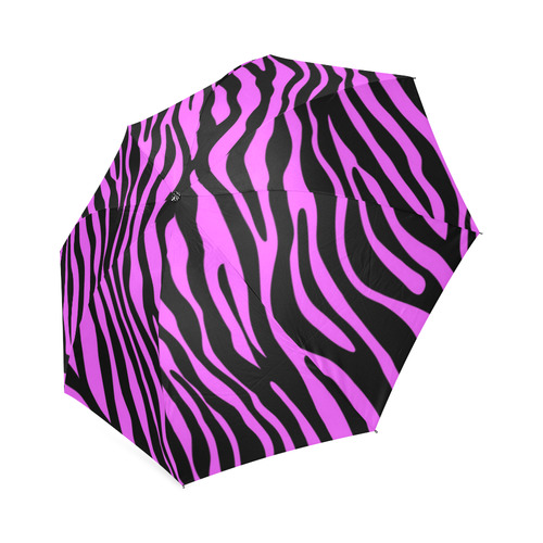 Zebra Stripes Pattern - Trend Colors Black Pink Foldable Umbrella (Model U01)