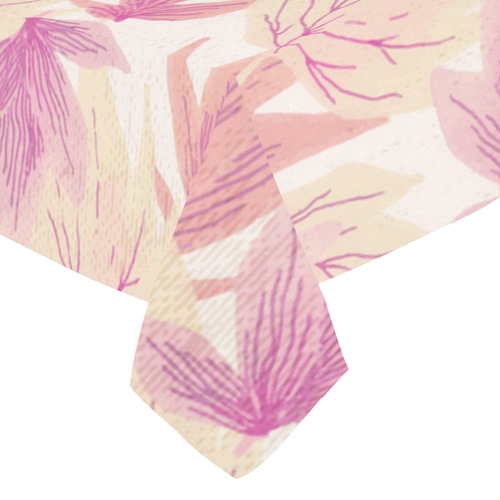 Watercolor Floral Leaf Pattern- Cotton Linen Tablecloth 52"x 70"