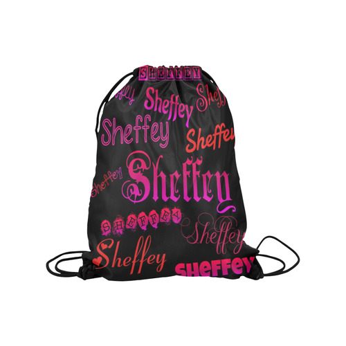 Sheffey Fonts - Pink and Red Medium Drawstring Bag Model 1604 (Twin Sides) 13.8"(W) * 18.1"(H)