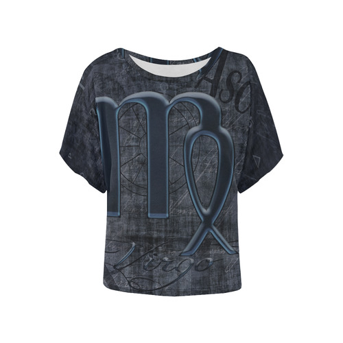 Astrology Zodiac Sign Virgo in Grunge Style Women's Batwing-Sleeved Blouse T shirt (Model T44)