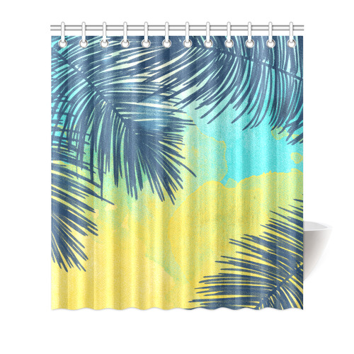 Palm Trees Tropical Watercolor Shower Curtain 66"x72"