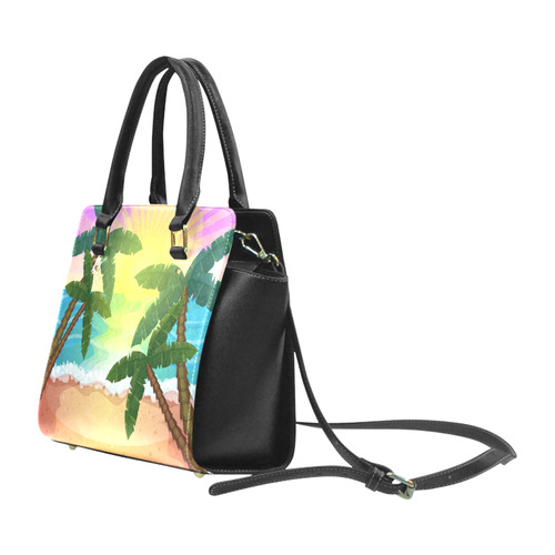 Tropical Sunset Palm Trees Beach Classic Shoulder Handbag (Model 1653)