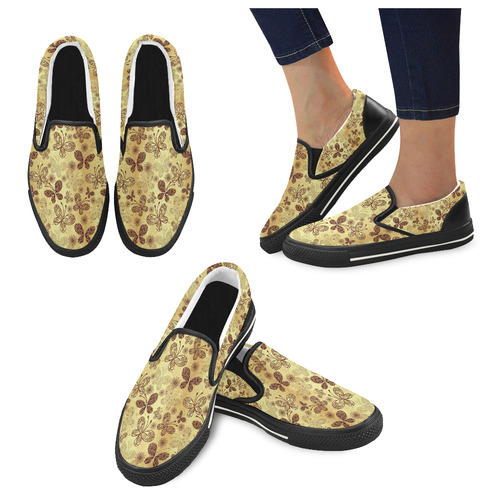 Beautiful Butterflies Women's Slip-on Canvas Shoes/Large Size (Model 019)