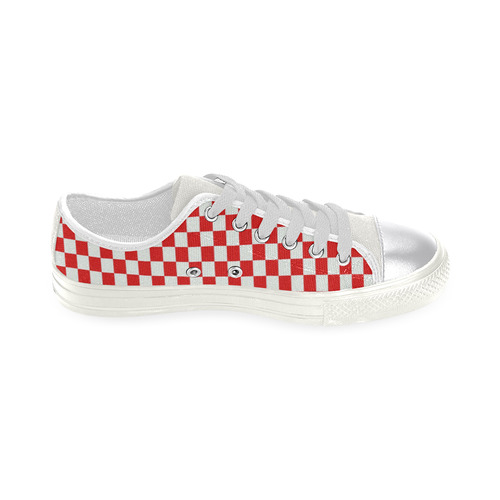 Bright Red Gingham Women's Classic Canvas Shoes (Model 018)