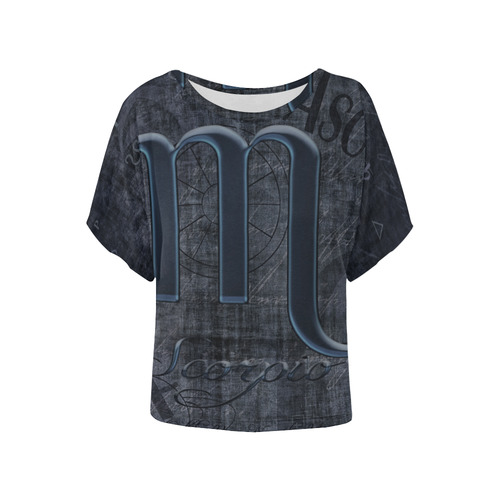 Astrology Zodiac Sign Scorpio in Grunge Style Women's Batwing-Sleeved Blouse T shirt (Model T44)