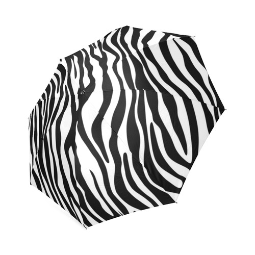 Zebra Stripes Pattern - Traditional Black White Foldable Umbrella (Model U01)