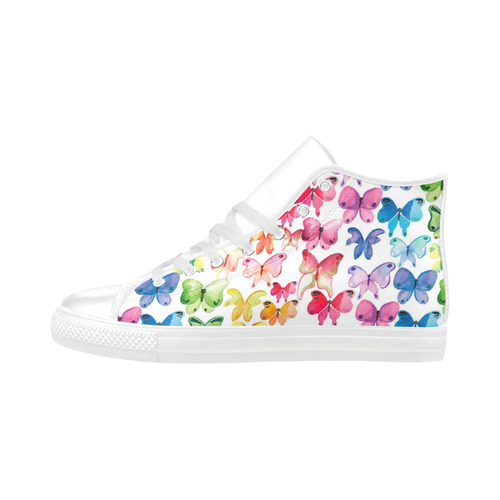 Rainbow Butterflies Aquila High Top Microfiber Leather Women's Shoes (Model 032)