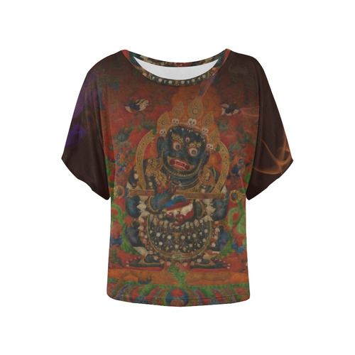 Tibetan Buddhism Mahakala Women's Batwing-Sleeved Blouse T shirt (Model T44)
