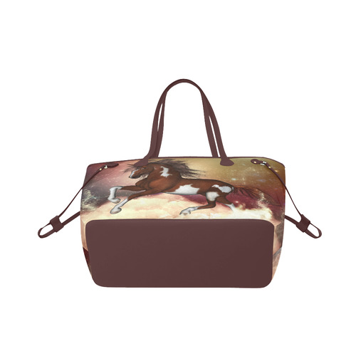 Wonderful wild horse in the sky Clover Canvas Tote Bag (Model 1661)