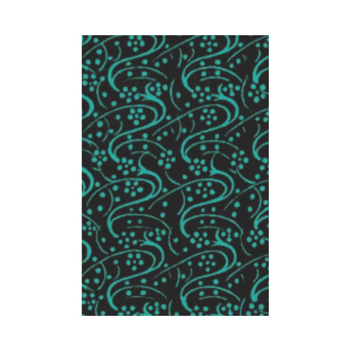 Vintage Swirl Floral Teal Black Garden Flag 12‘’x18‘’（Without Flagpole）