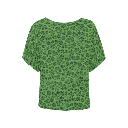 Ivy Green Vintage Flowers Women's Batwing-Sleeved Blouse T shirt (Model T44)