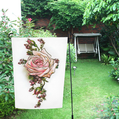 Rose Floral Garden Flag 12‘’x18‘’（Without Flagpole）