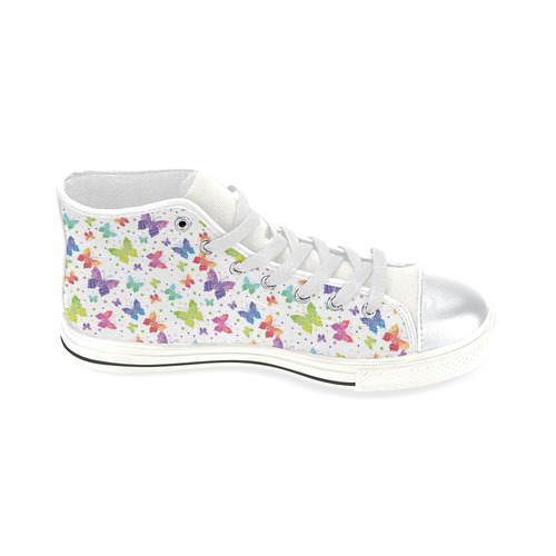 Colorful Butterflies High Top Canvas Women's Shoes/Large Size (Model 017)