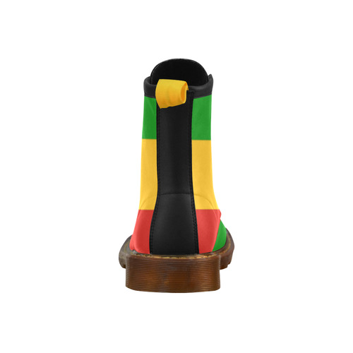 Rastafari Flag Colored Stripes High Grade PU Leather Martin Boots For Women Model 402H