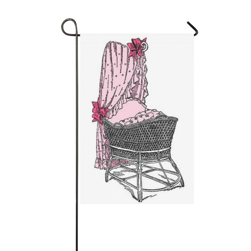 Pink Baby Bassinet Garden Flag 12‘’x18‘’（Without Flagpole）