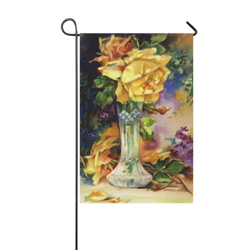 Vintage Vase and Yellow Roses Garden Flag 12‘’x18‘’（Without Flagpole）