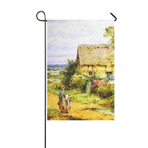 Country Cottage and Children Garden Flag 12‘’x18‘’（Without Flagpole）