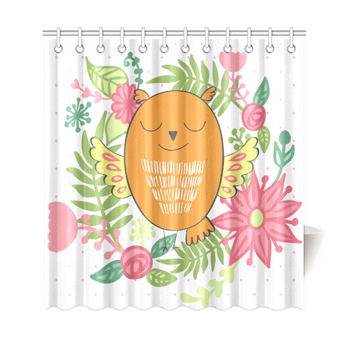 Cute Cartoon Owl Pink Orange Green Shower Curtain 69"x72"