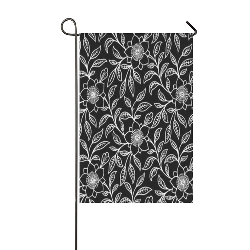 Vintage Lace Floral Black Garden Flag 12‘’x18‘’（Without Flagpole）