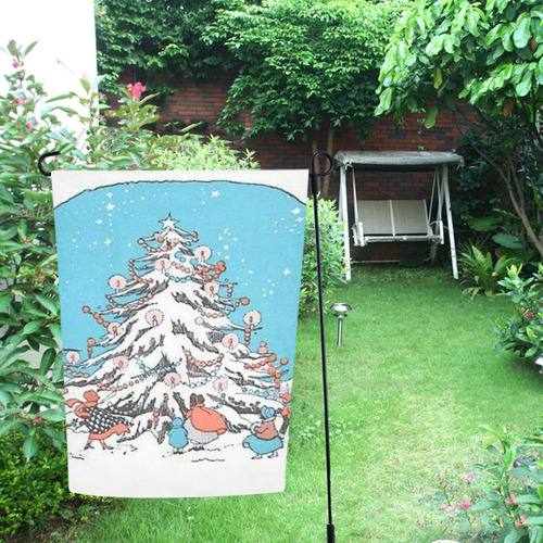 Vintage Christmas Tree Garden Flag 12‘’x18‘’（Without Flagpole）