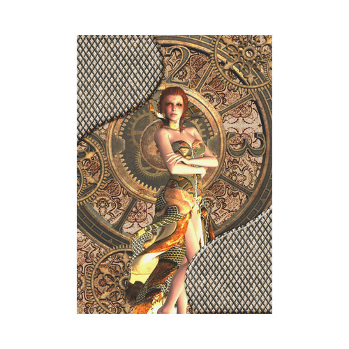 Steampunk lady with gears and clocks Garden Flag 28''x40'' （Without Flagpole）