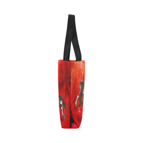 Wild horse on red background Canvas Tote Bag (Model 1657)