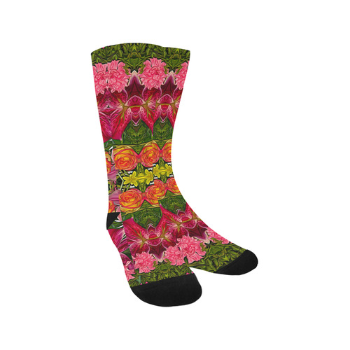 Lilies Dahlias Roses Daisy Flowers Bouquet Trouser Socks