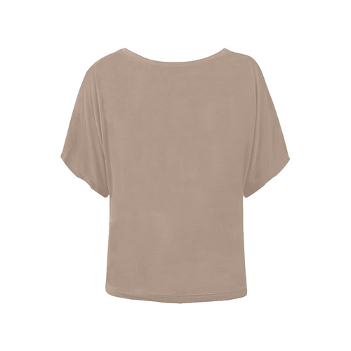 Warm Taupe Women's Batwing-Sleeved Blouse T shirt (Model T44)