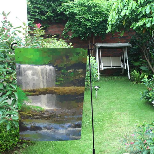 Peaceful Pixel Waterfall Garden Flag 12‘’x18‘’（Without Flagpole）
