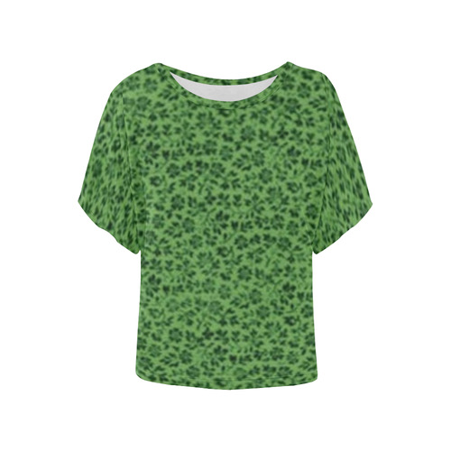 Ivy Green Vintage Flowers Women's Batwing-Sleeved Blouse T shirt (Model T44)