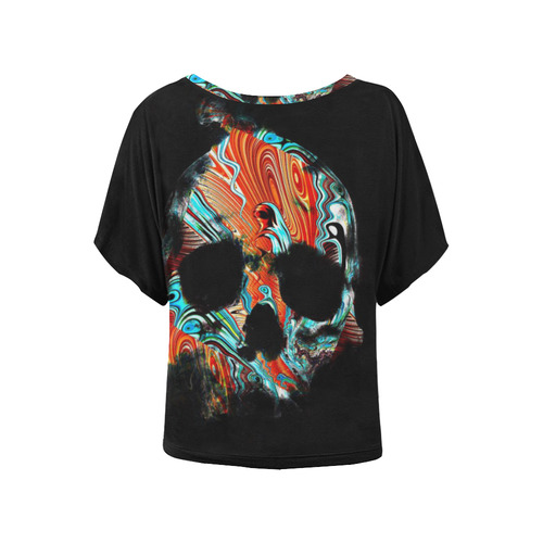 Skull-Unusual and unique 06A by JamColors Women's Batwing-Sleeved Blouse T shirt (Model T44)