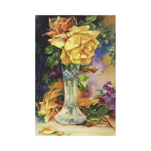 Vintage Vase and Yellow Roses Garden Flag 12‘’x18‘’（Without Flagpole）