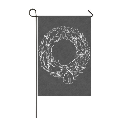 Vintage Christmas Wreath Chalkboard Garden Flag 12‘’x18‘’（Without Flagpole）
