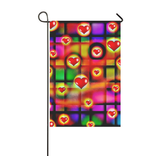 Hearts Parade Colorful Plaid Garden Flag 12‘’x18‘’（Without Flagpole）