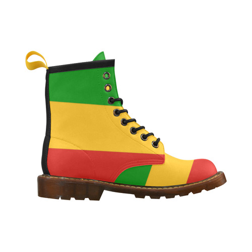 Rastafari Flag Colored Stripes High Grade PU Leather Martin Boots For Women Model 402H