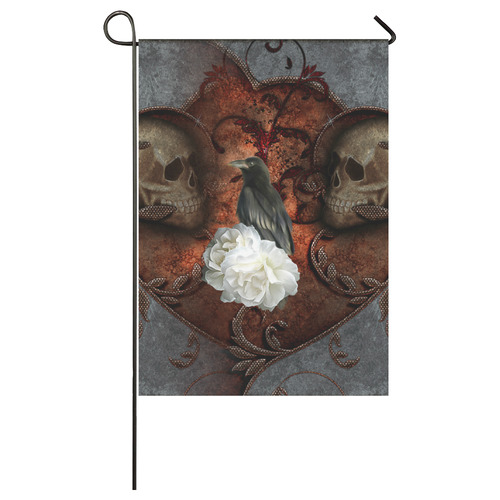 The crow with skulls Garden Flag 28''x40'' （Without Flagpole）