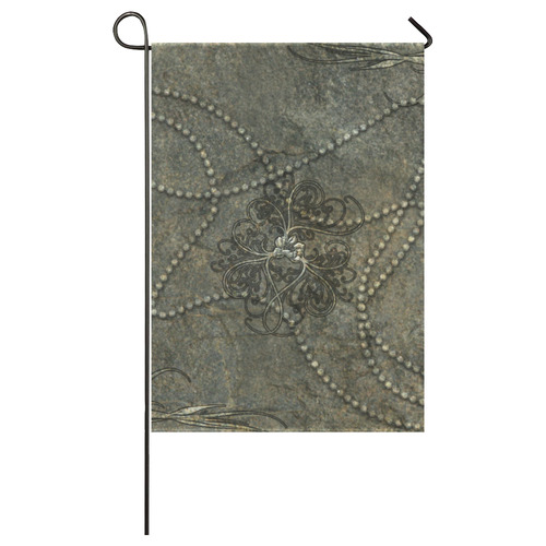 Floral design in stone optic Garden Flag 28''x40'' （Without Flagpole）