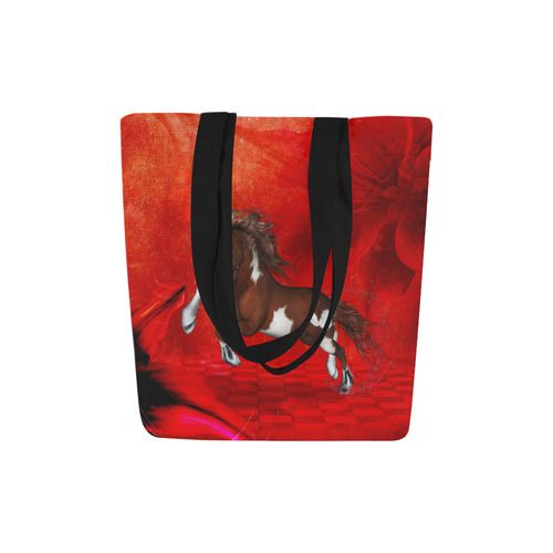 Wild horse on red background Canvas Tote Bag (Model 1657)