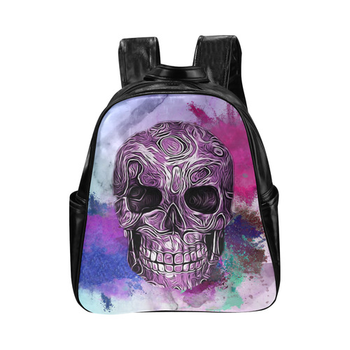 Skull-Unusual and unique 10 by JamColors Multi-Pockets Backpack (Model 1636)