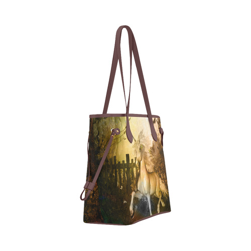 White unicorn in the night Clover Canvas Tote Bag (Model 1661)