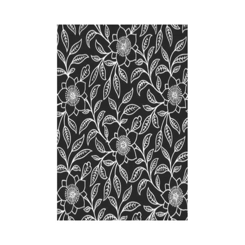 Vintage Lace Floral Black Garden Flag 12‘’x18‘’（Without Flagpole）