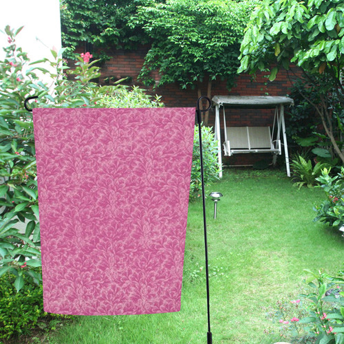 Vintage Leaf Fuchsia Pink Garden Flag 12‘’x18‘’（Without Flagpole）