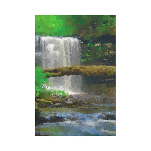 Peaceful Pixel Waterfall Garden Flag 12‘’x18‘’（Without Flagpole）
