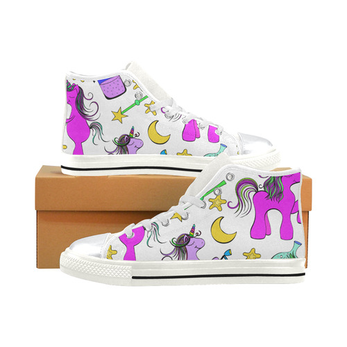 unicorn High Top Canvas Shoes for Kid (Model 017)