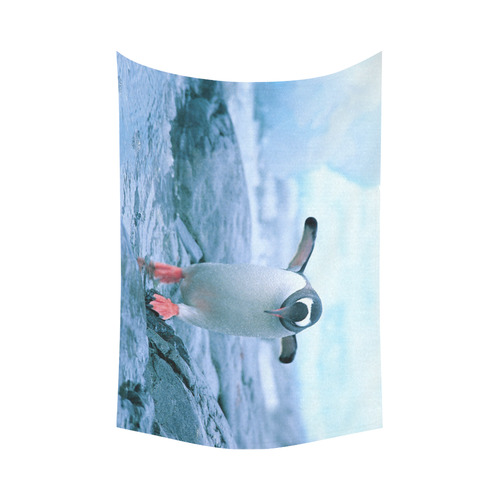 Cute Baby Penguin Antarctic Landscape Cotton Linen Wall Tapestry 90"x 60"