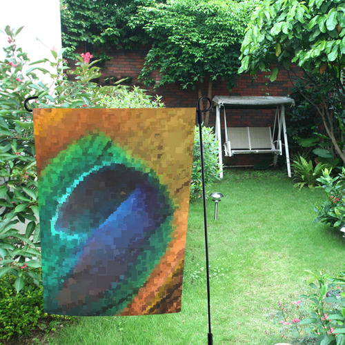 Peacock Feather Pixel Garden Flag 12‘’x18‘’（Without Flagpole）