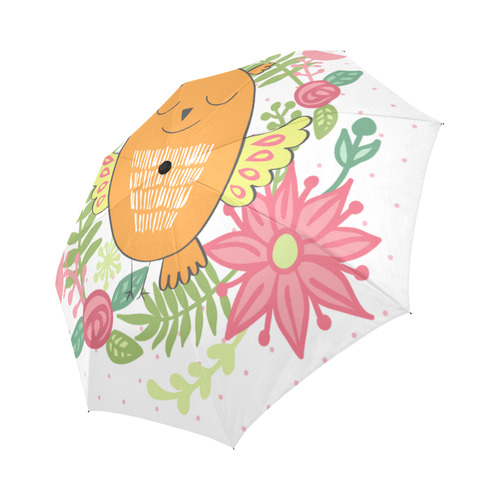 Cute Cartoon Owl Pink Orange Green Auto-Foldable Umbrella (Model U04)