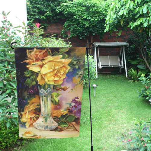 Vintage Vase and Yellow Roses Garden Flag 12‘’x18‘’（Without Flagpole）