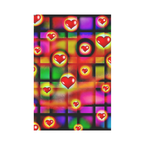 Hearts Parade Colorful Plaid Garden Flag 12‘’x18‘’（Without Flagpole）
